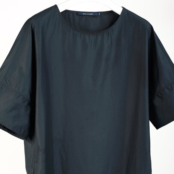 Sofie D'Hoore Drop Drop-Shoulder Navy Cotton Dress - Picture 3 of 8